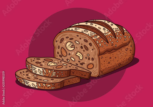 Nutty Whole Wheat Bread Loaf with Slices