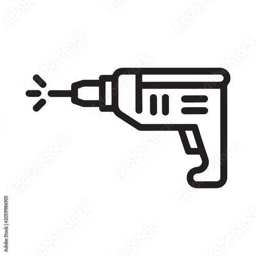 Simple black and white line drawing of a power drill tool