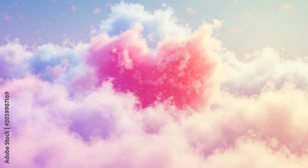 Fototapeta premium Pastel Heart Cloud Formation in Sky