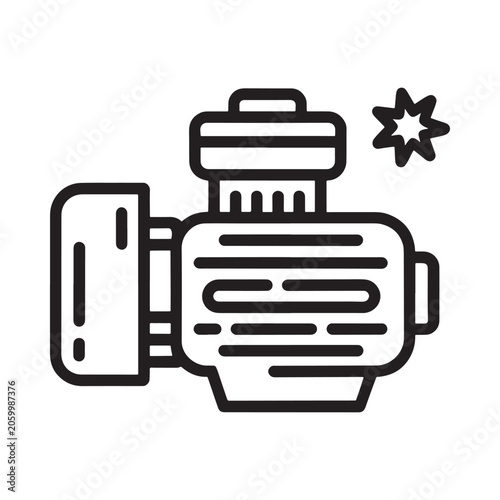 Simple black and white line drawing of an electric motor with a star