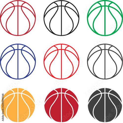 set of vector basketball icons