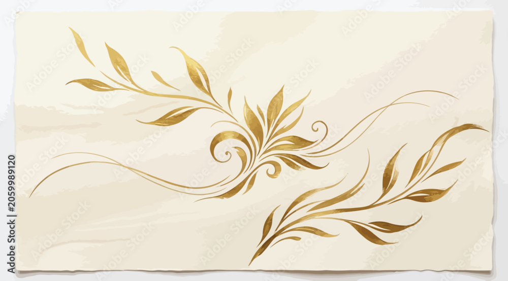 Naklejka premium Elegant gold floral flourish design