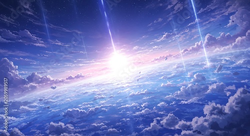 Celestial Dawn: Digital Painting of a Radiant Sky