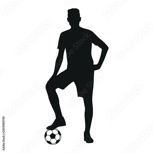 Confident Soccer Player Silhouette Standing with Foot on Ball Minimalist Football Graphic 2026