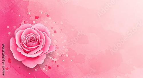 Pink Rose Watercolor Background, Romantic Floral Design