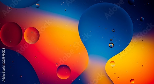 Abstract Colorful Liquid Bubbles, Oil and Water Texture
