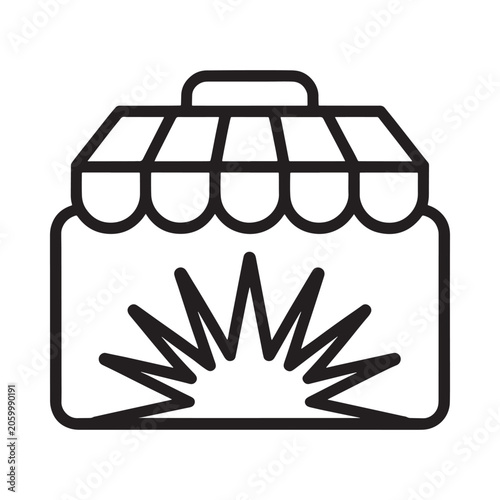 Black and white line art of a bomb with a lit fuse