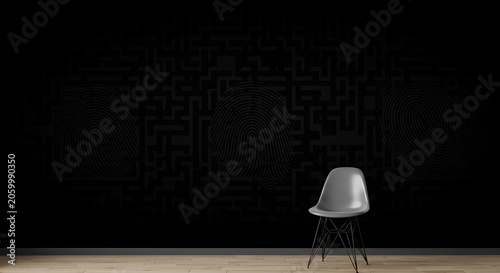 Abstract Maze Pattern Wall Mural with Chair