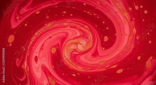 Abstract Red and Gold Swirling Paint Texture