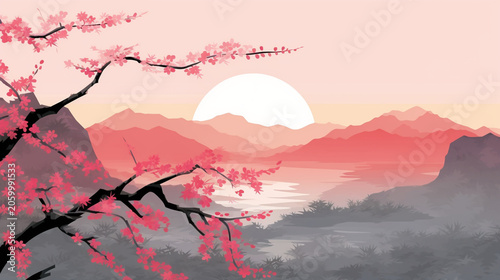 Golden Sunset and Birds in Flight