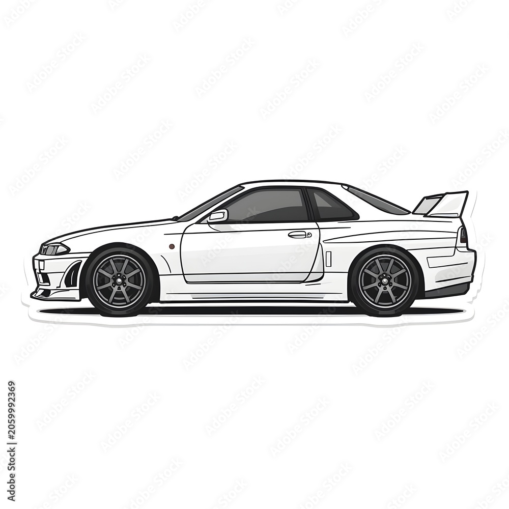 Naklejka premium Modern flat vector illustration of stylized symmetrical supercar design
