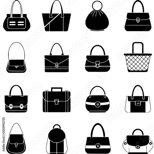 shopping bags icons set