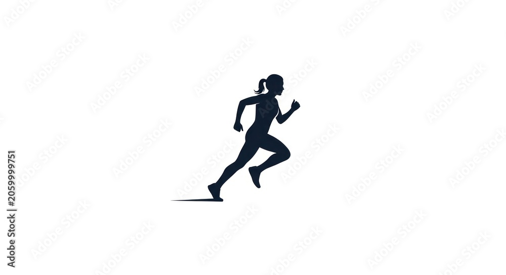 Obraz premium Silhouette of a woman running fast.