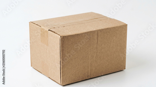 Brown cardboard box isolated on white background, closed and open packaging container for shipping and storage