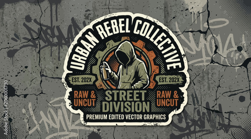 Schilderij op canvas Urban rebel collective street division logo design