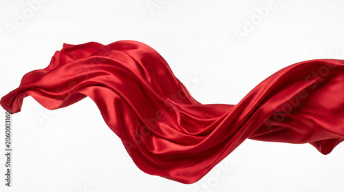 Abstract flowing red silk satin background with soft waves, smooth curves, and silky flowing texture
