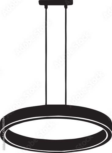 Modern Ring Chandelier Light Vector Silhouettes
