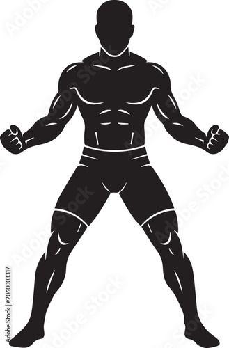 Muscle Strength Power Channeling Pose Silhouettes