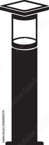 Outdoor Solar Bollard Path Light Vector Silhouettes