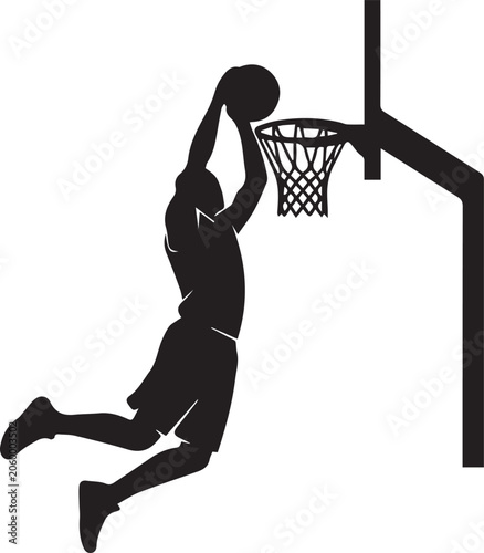 Φωτογραφία Professional Basketball Player Jumping for Slam Dunk Silhouettes