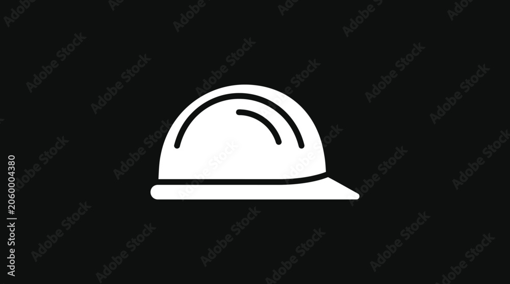 Fototapeta premium A simple illustration of a white hard hat on a black background.