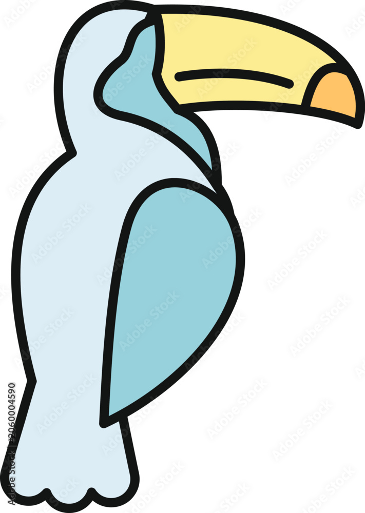 Fototapeta premium Toucan bird with a distinctive large yellow beak, representing tropical wildlife and jungle fauna