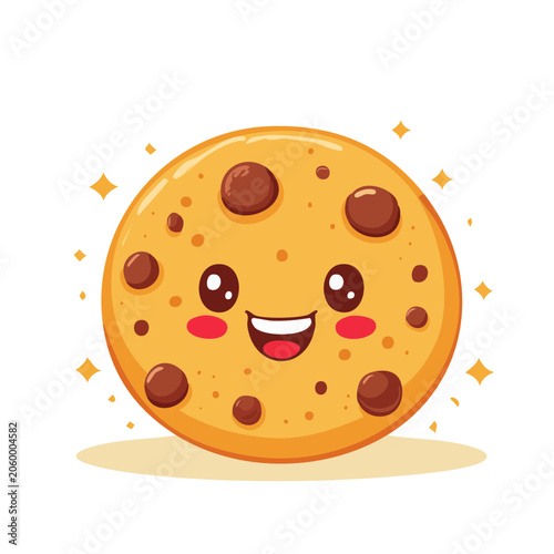 Cartoon donut with sprinkles and smiley face