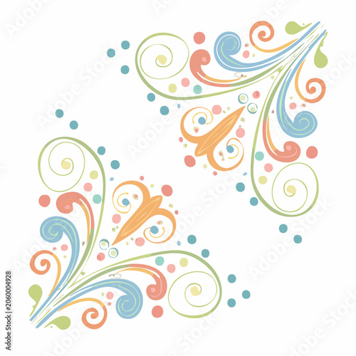 Decorative Swirls and Dots Corner Elements