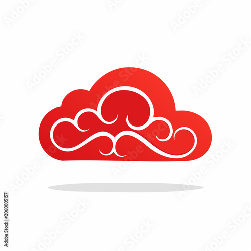 Red cloud symbol with white swirls