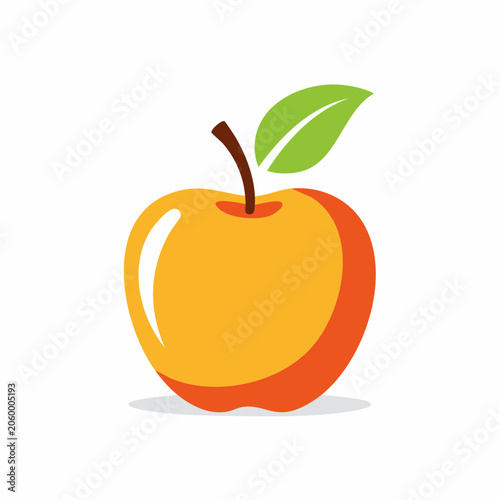 Stylized Apple Icon with Leaf