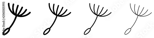 Fotografie Set of dandelion seed icons, symbols for lightness, flight, nature, botany, and plant dispersal