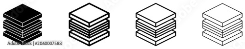 Set of segmented layer or tiled structure icons, symbols for construction, flooring, data, modularity, building, and architecture. Vector illustration