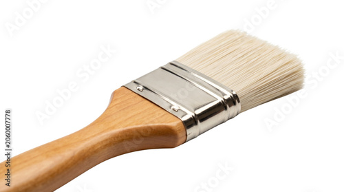 Принти на полотні Flat paintbrush with wooden handle and light bristles, smooth polished finish, m