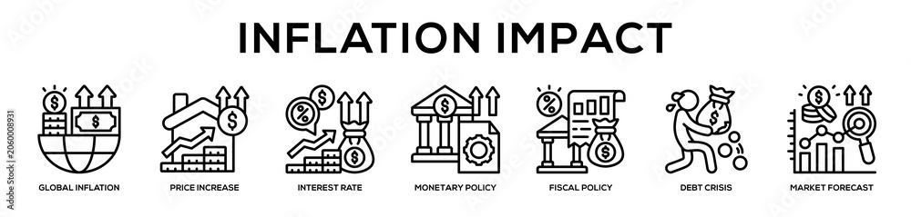 Fototapeta premium Inflation Impact web banner icon illustration concept
