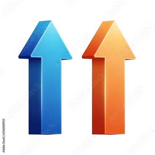 Upward arrows with blue and orange gradient