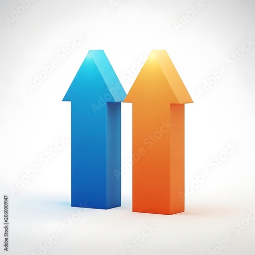Colorful 3d arrow towers with gradient tops