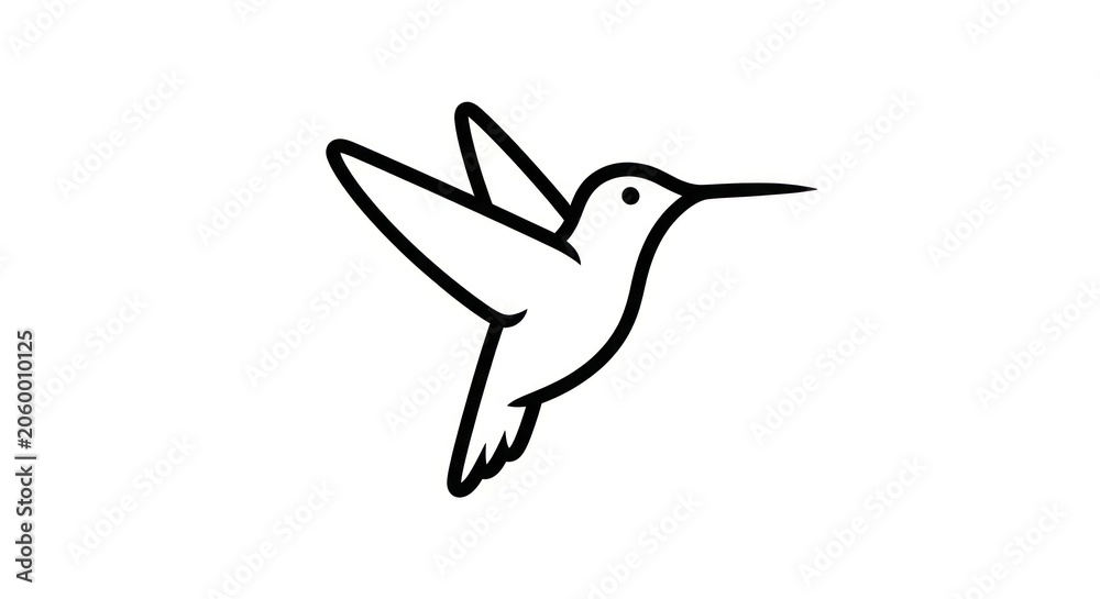Obraz premium Hummingbird in Flight Simple Line Art.