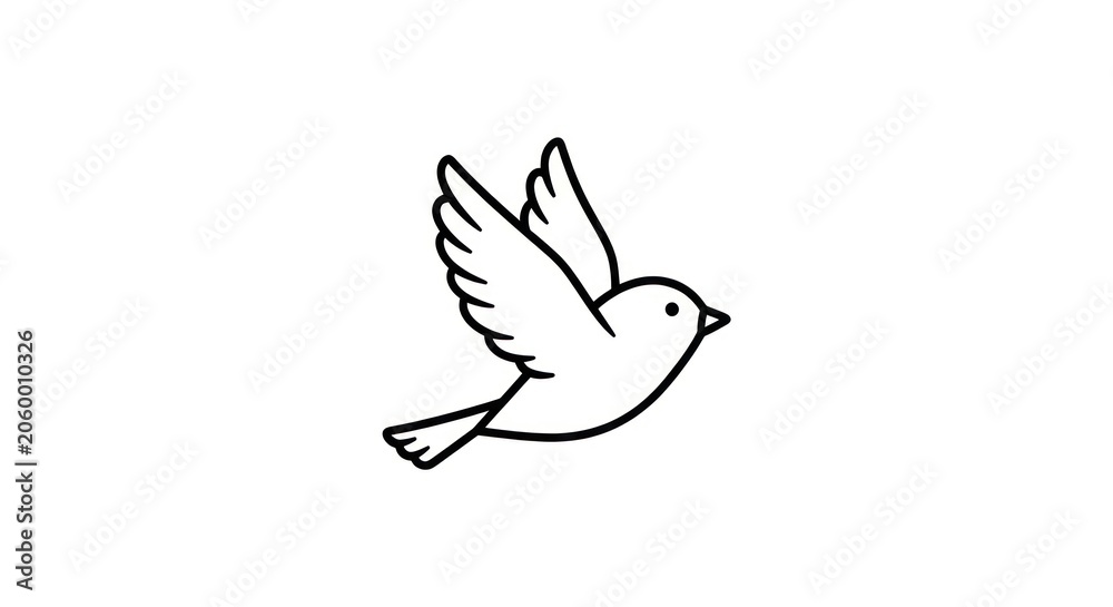 Fototapeta premium Simple line drawing of a bird.