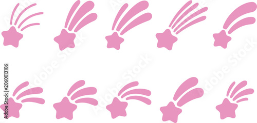 Fotografie Vector set of cute shooting star icons