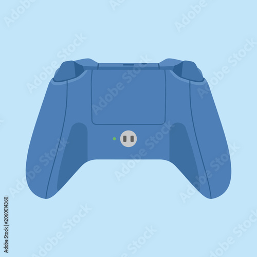 A blue wireless game controller isolated on a light background