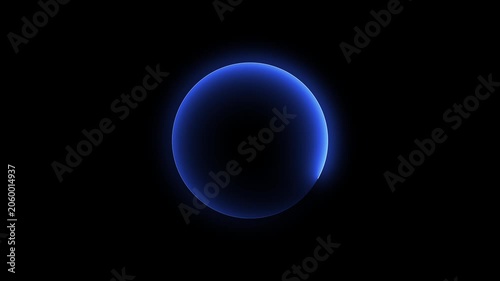 Glowing circle animation light on black background. 
blue neon light animated glowing circle loading icon.