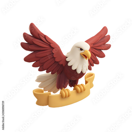 3d bald eagle character icon
