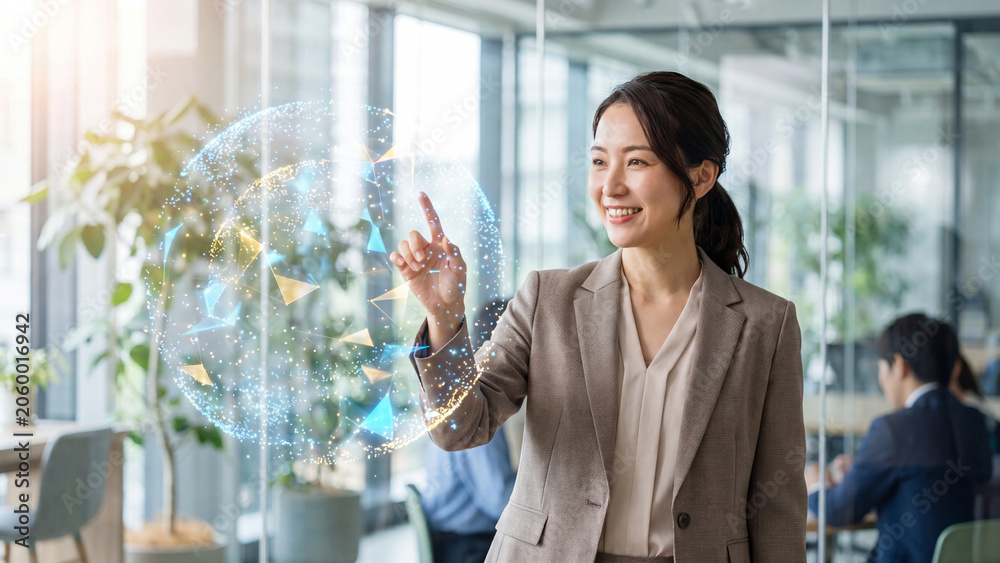 Fototapeta premium Business Professional Collaborating with Artificial Intelligence Concept