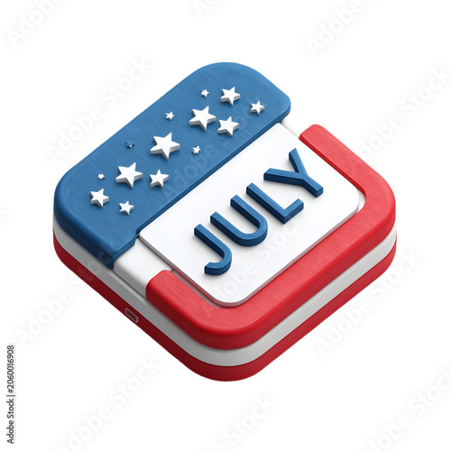 3d July calendar badge icon