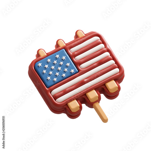 3d flag popsicle icon USA