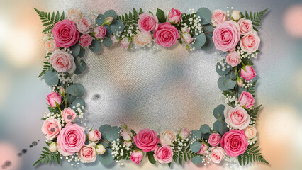 elegant oval floral frame border vibrant spring blossoms delicate lace on pastel lavender ideal copy space for invitations greeting cards