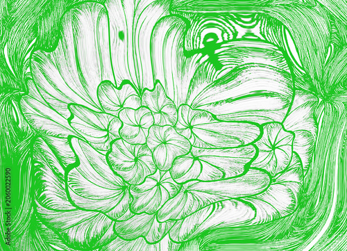 Картината върху платно Green abstract floral pattern generating organic energy lines