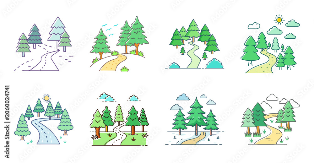 Fototapeta premium Whimsical winter village with holiday decorations - Charming animated village scene featuring festive holiday decorations in snowy winter setting with happy people and trees.