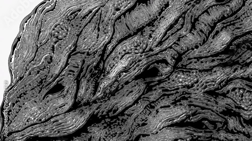 Black and white abstract organic matter forming