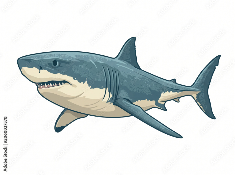 Fototapeta premium Great white shark vector illustration in vintage comic style